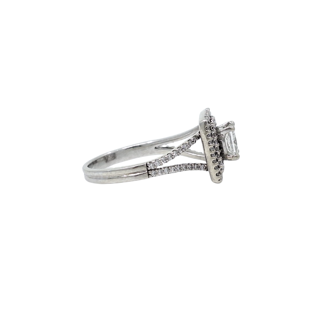 14ct White Gold Diamond Halo Princess Cut Ring 1.72ct