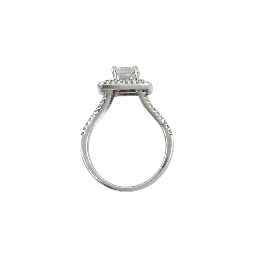 14ct White Gold Diamond Halo Princess Cut Ring 1.72ct