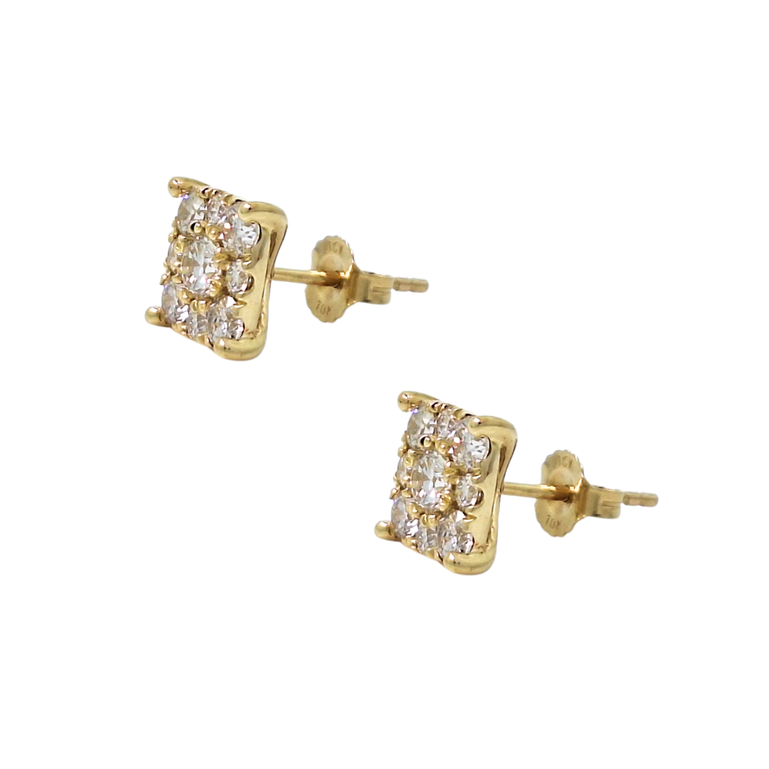 9ct Yellow Gold Diamond Cluster Earring 1.50ct