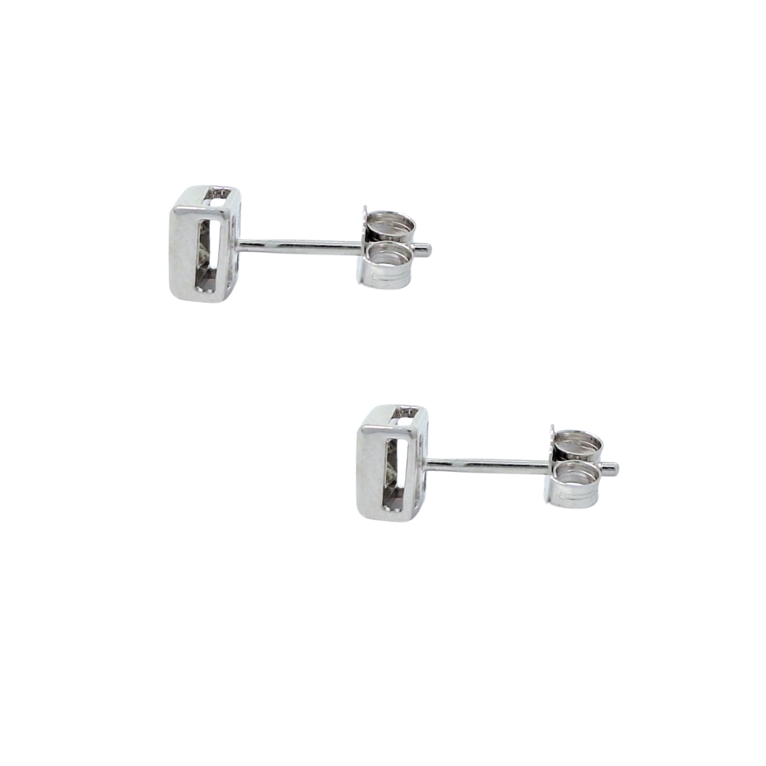 10ct White Gold Diamond Tile Set Stud Earrings 0.50ct
