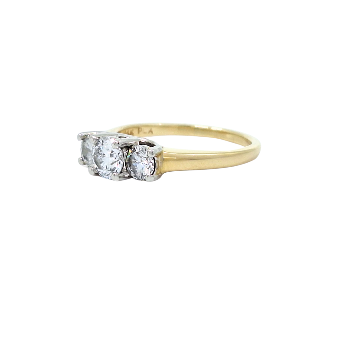 10ct Yellow Gold Three Stone Diamond Ring 1ct