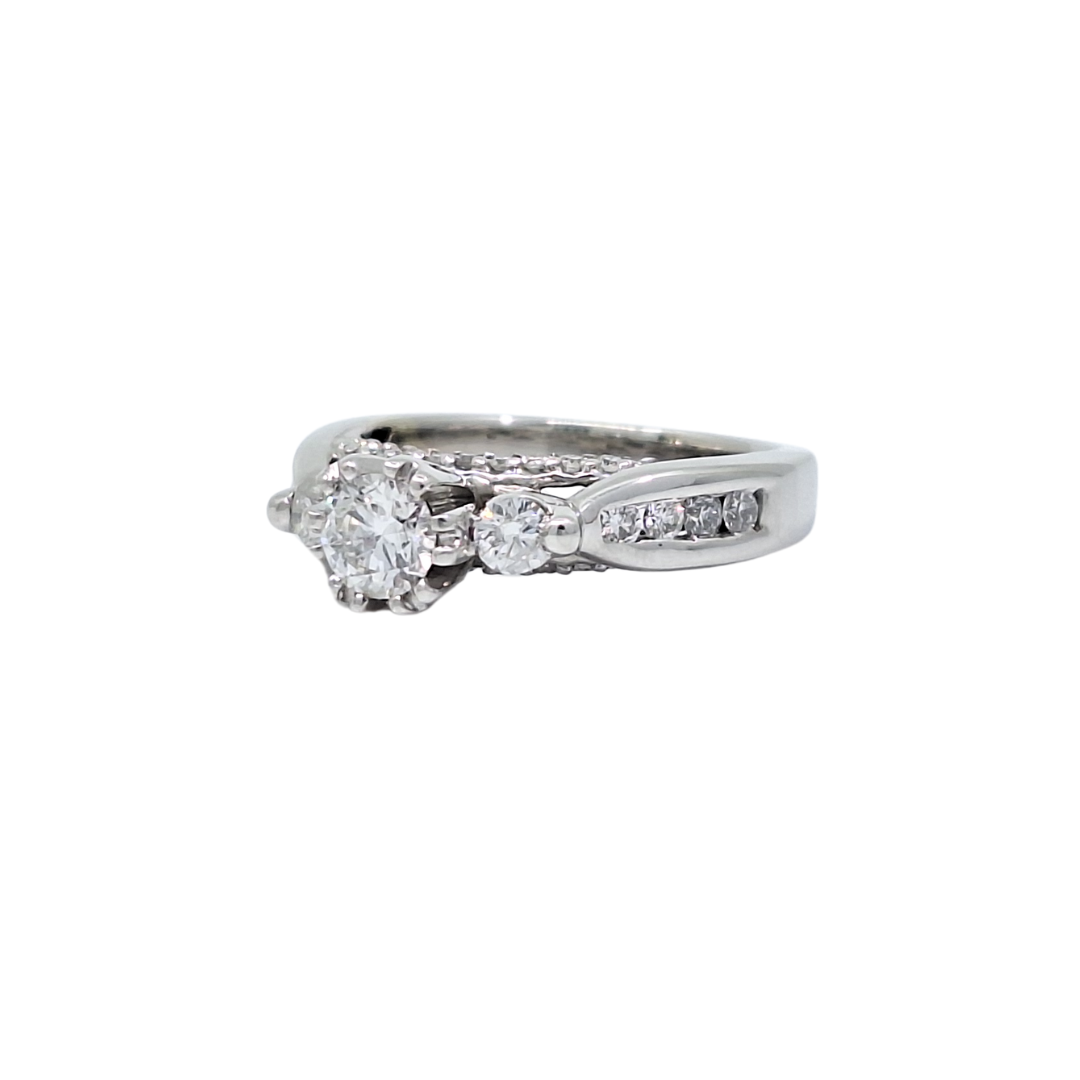14ct White Gold Diamond Three Stone Ring 1ct