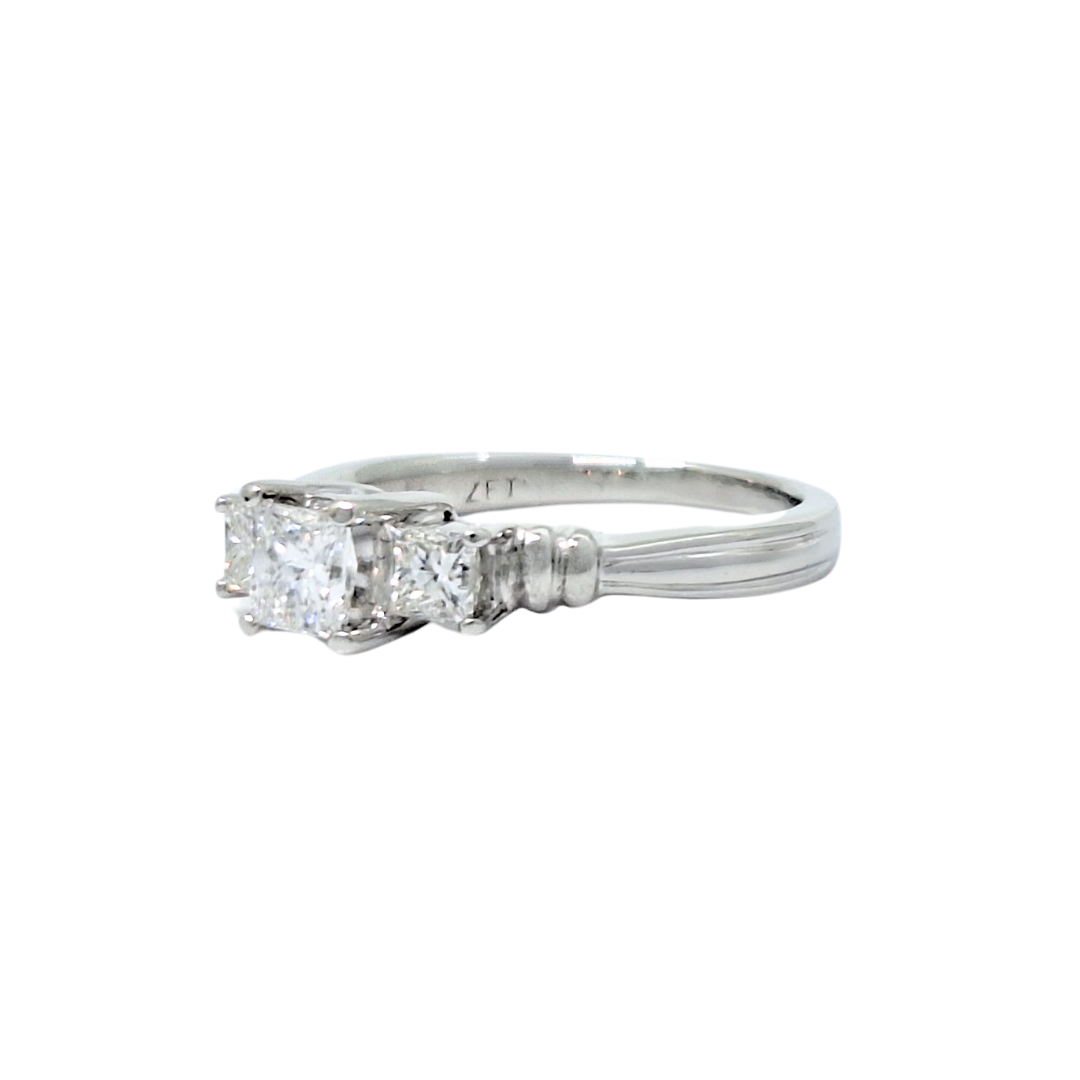 Platinum Three Stone Diamond Princess Cut Ring 1.06ct