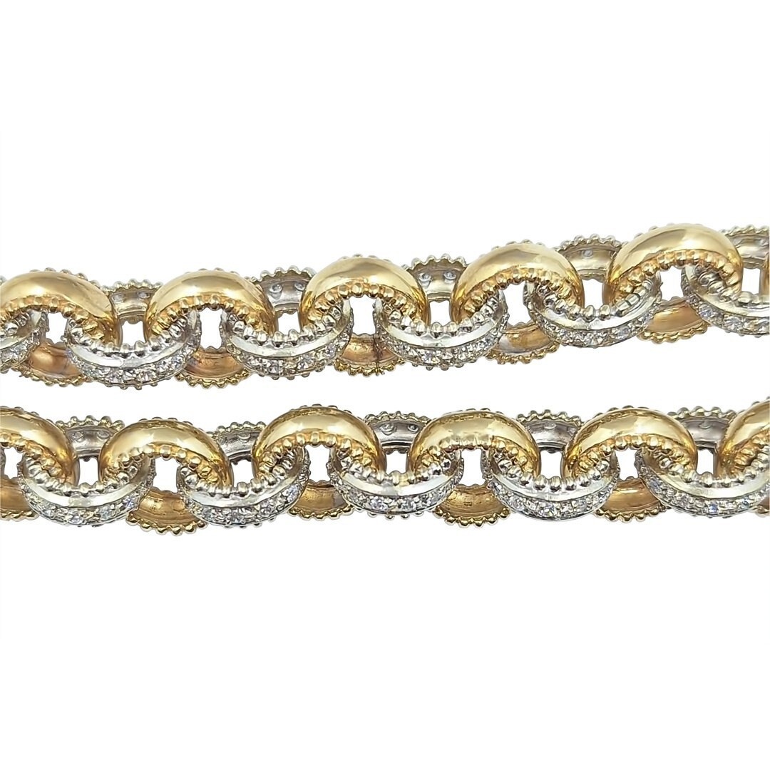 9ct Bi Colour CZ Belcher Chain 20"
