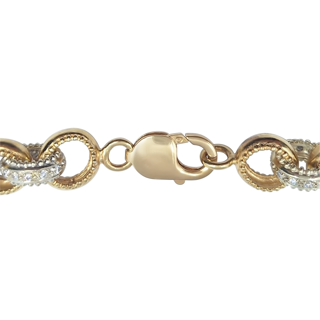9ct Bi Colour CZ Belcher Chain 20"