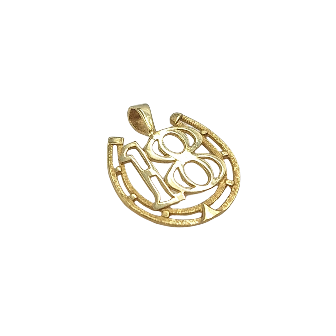 9ct Yellow Gold 18 Horseshoe Pendant