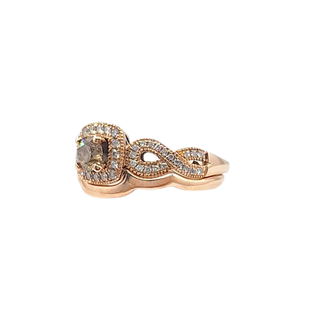 14ct Cognac Rose Gold Diamond Cluster Ring