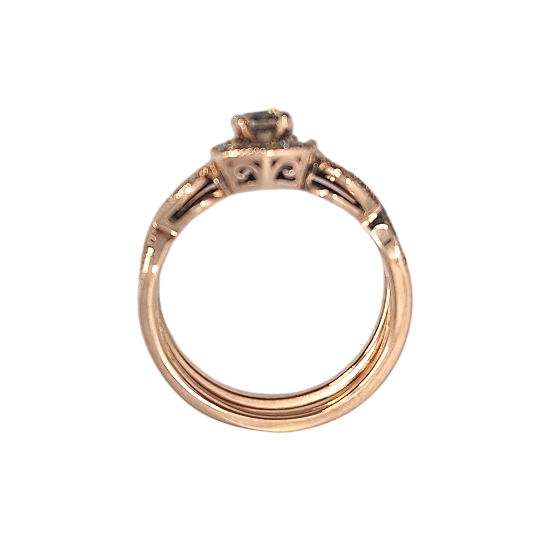 14ct Cognac Rose Gold Diamond Cluster Ring
