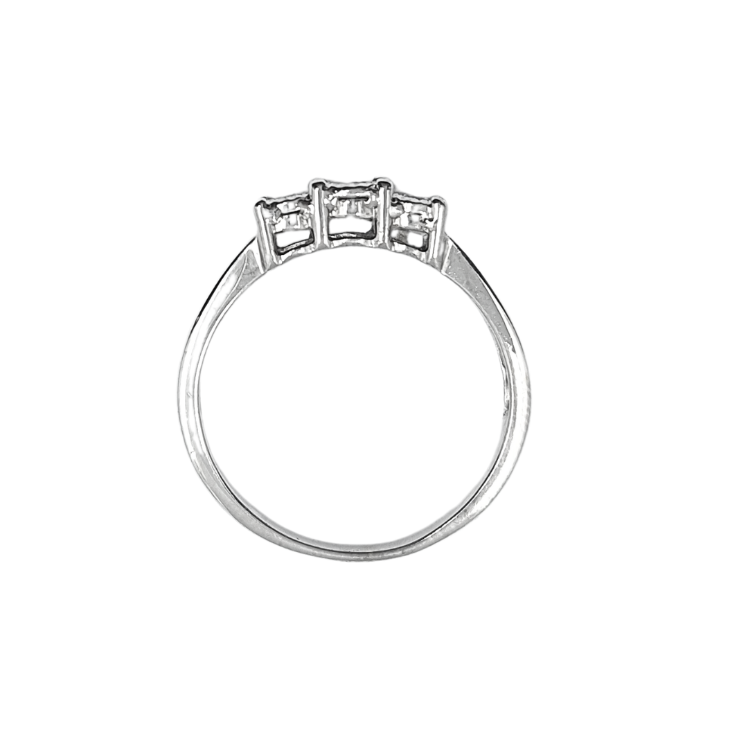 9ct White Gold Illusion Set Three Stone Diamond Ring