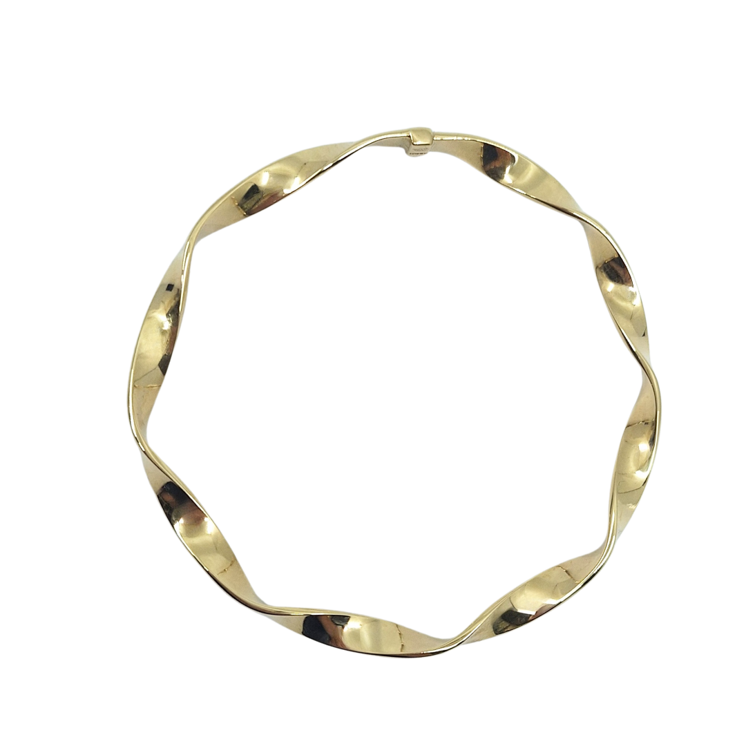 9ct Yellow Gold Solid Twist Slave Bangle