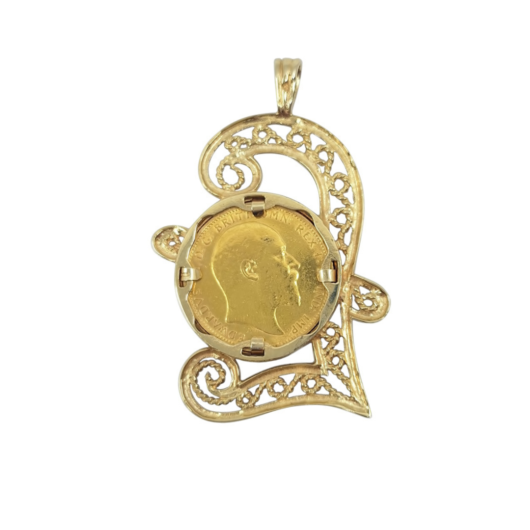 9ct/22ct Yellow Gold Full Sovereign Pendant 1905