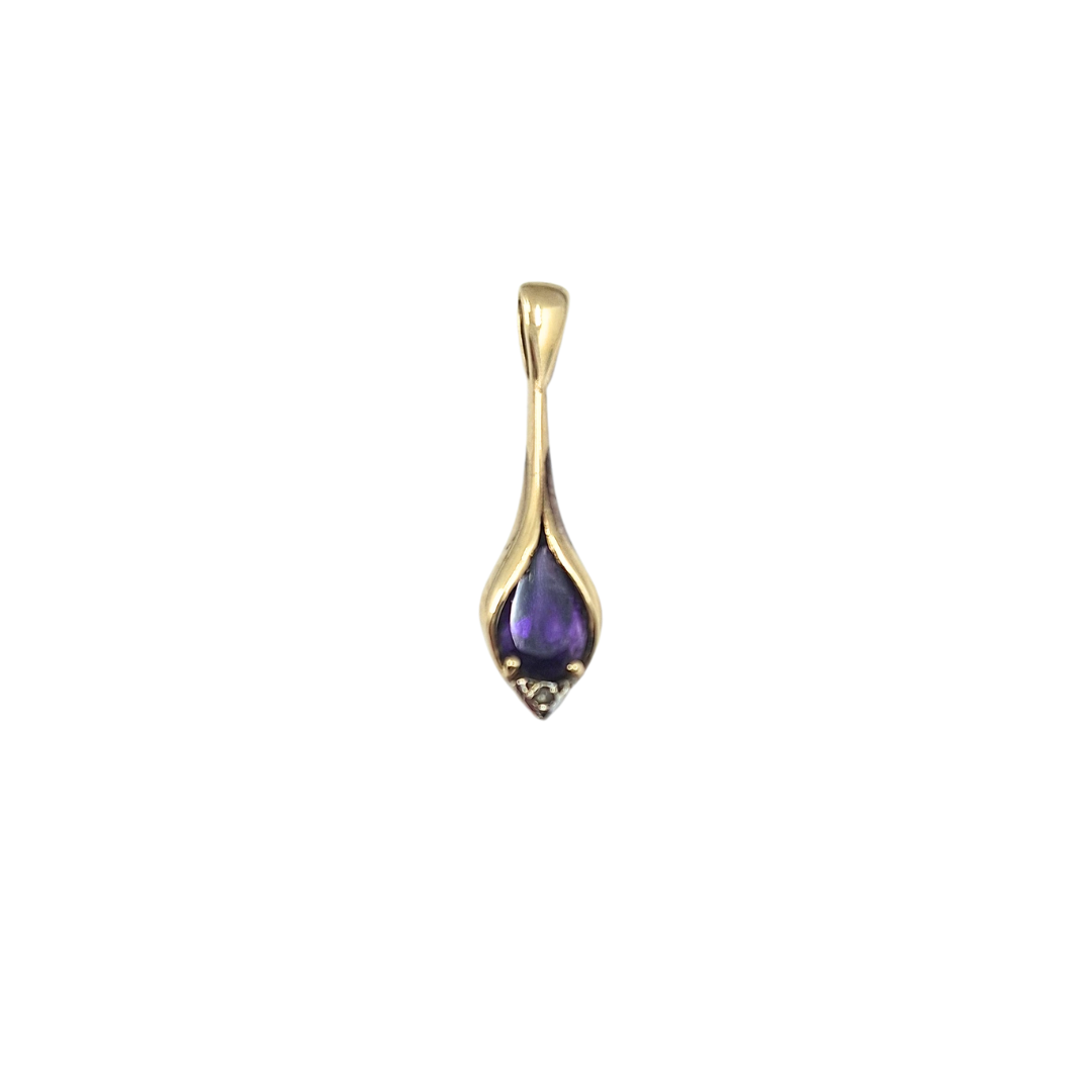 9ct Yellow Gold Amethyst & Diamond Pendant