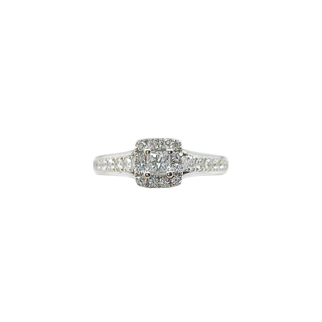 18ct White Gold Vera Wang Diamond Halo Ring 0.69ct