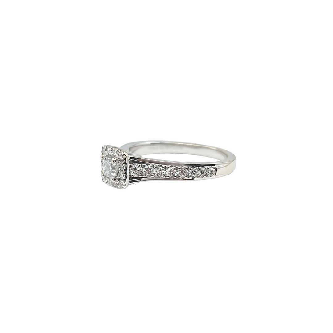 18ct White Gold Vera Wang Diamond Halo Ring 0.69ct