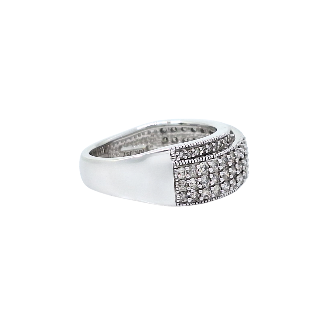 10ct White Gold Diamond Cross over Band Ring 1ct