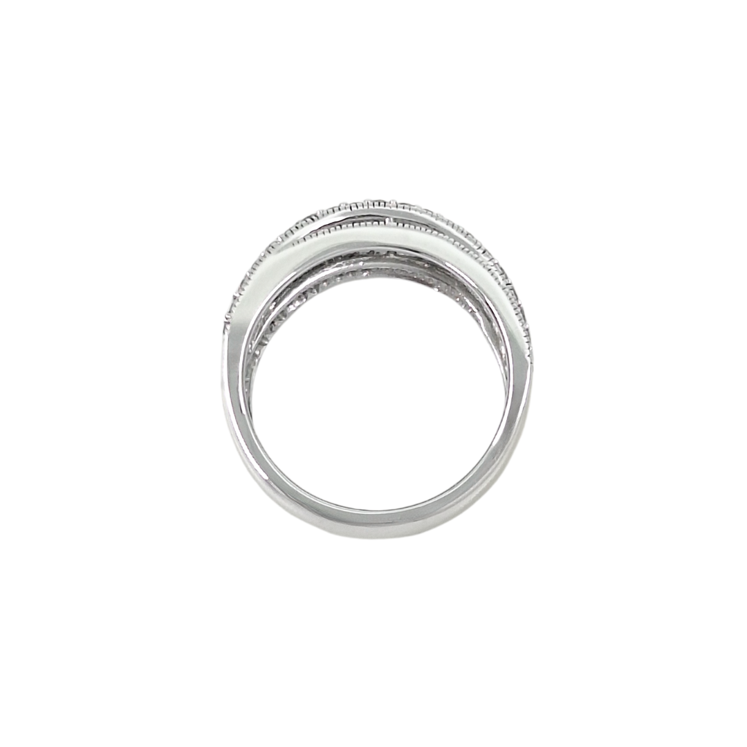 10ct White Gold Diamond Cross over Band Ring 1ct