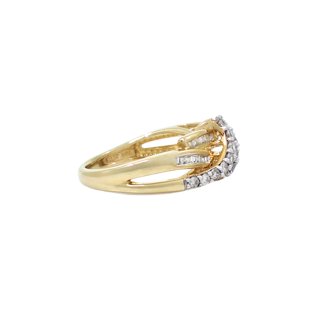10ct Yellow Gold Diamond Cross Over Ring 0/50ct