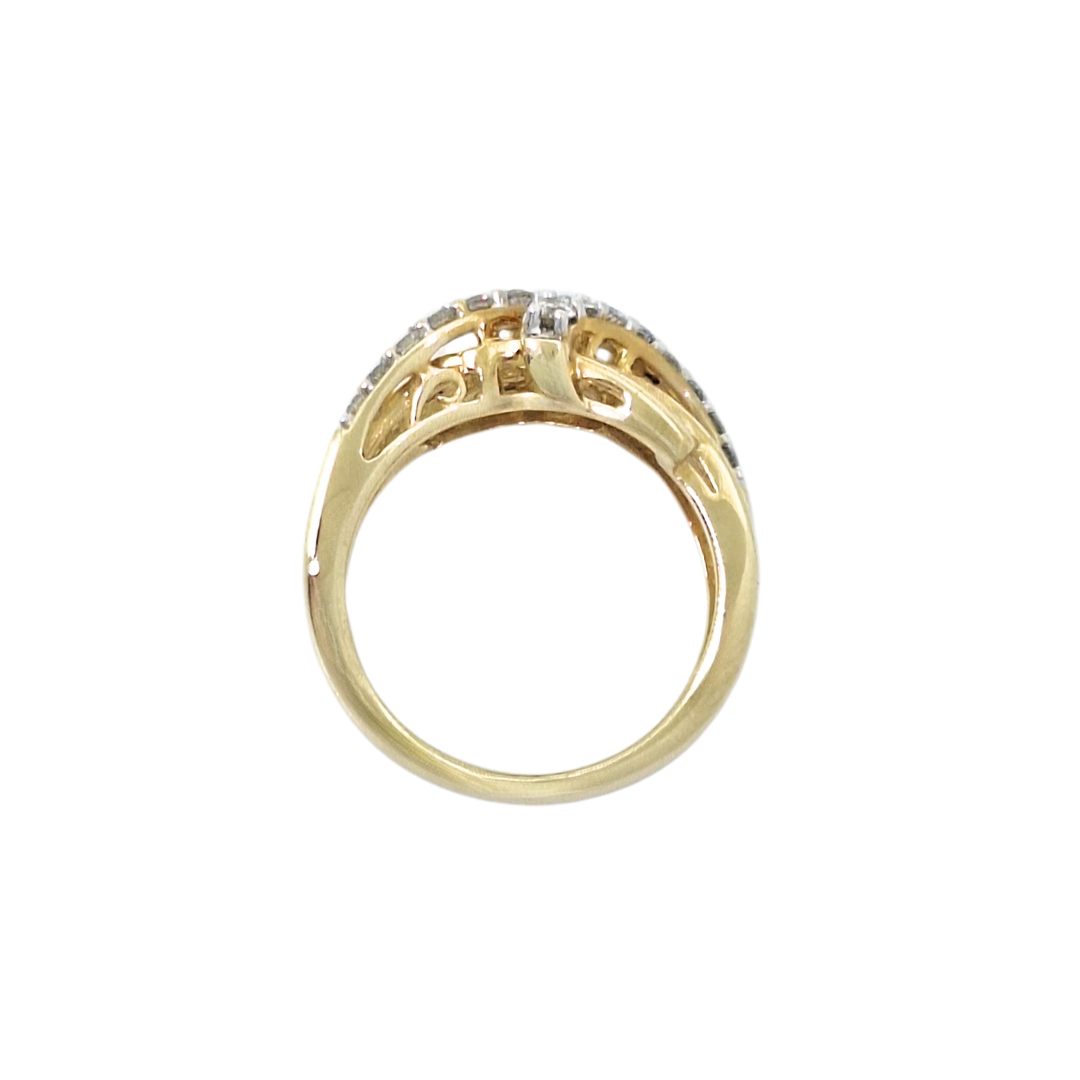 10ct Yellow Gold Diamond Cross Over Ring 0/50ct