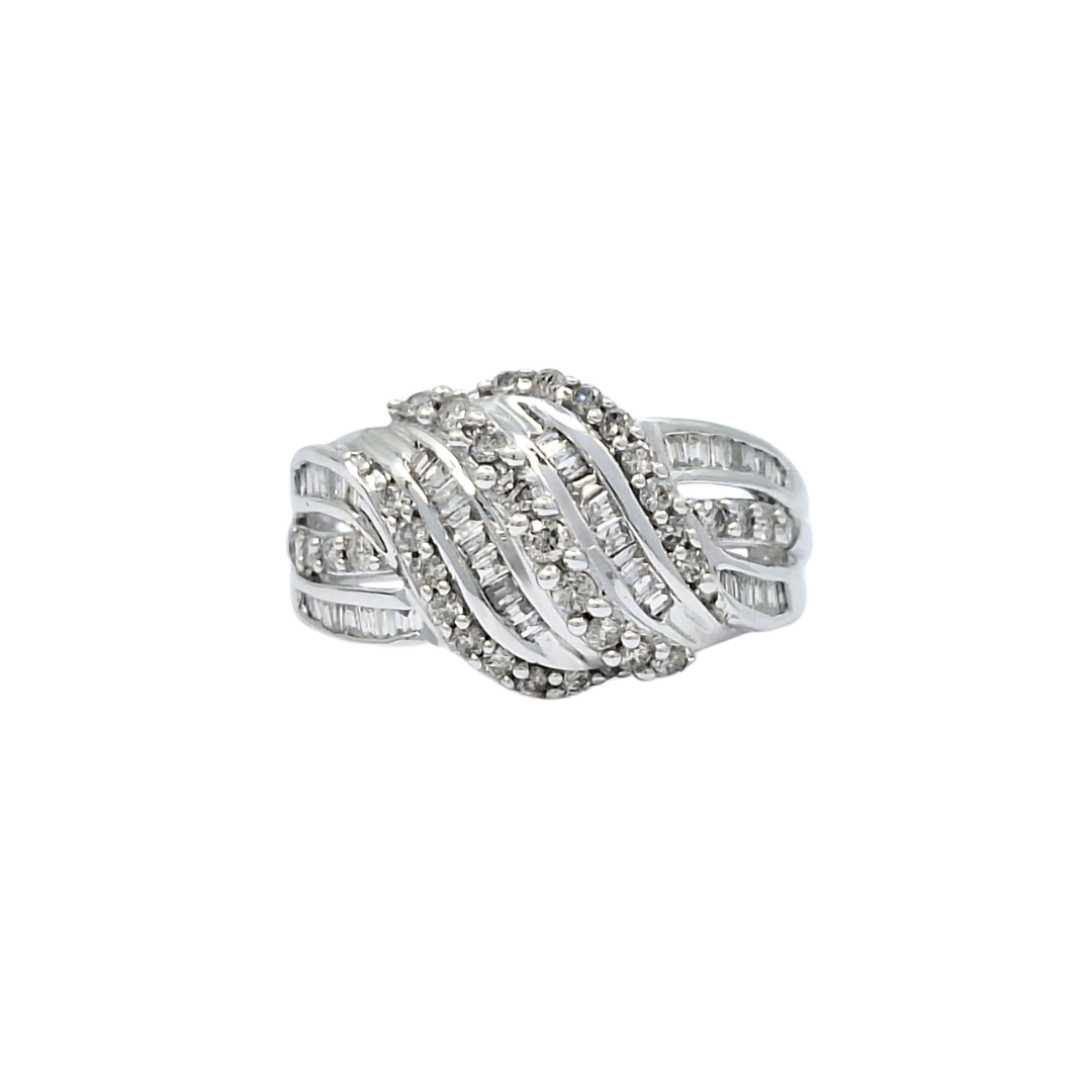 10ct White Gold Diamond Cluster Ring 0.75ct