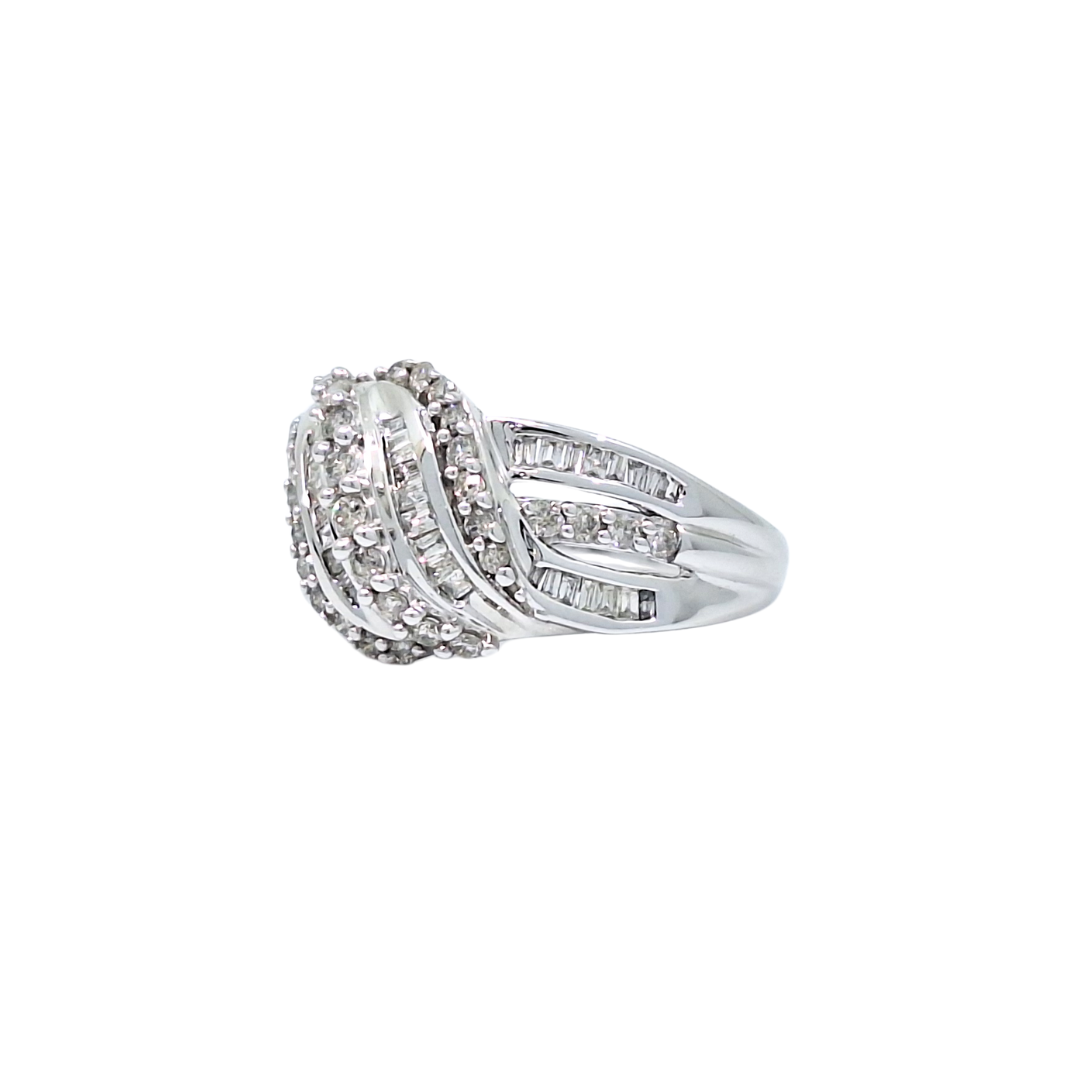10ct White Gold Diamond Cluster Ring 0.75ct