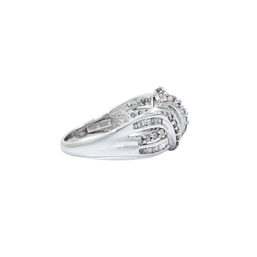 10ct White Gold Diamond Cluster Ring 0.75ct