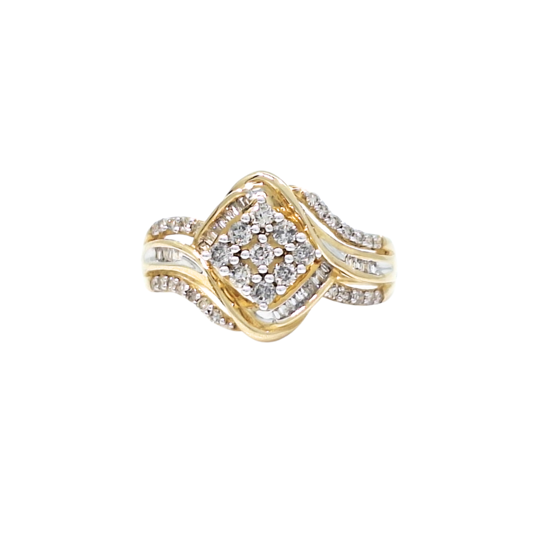 10ct Yellow Gold Diamond Cluster Ring 0.50ct