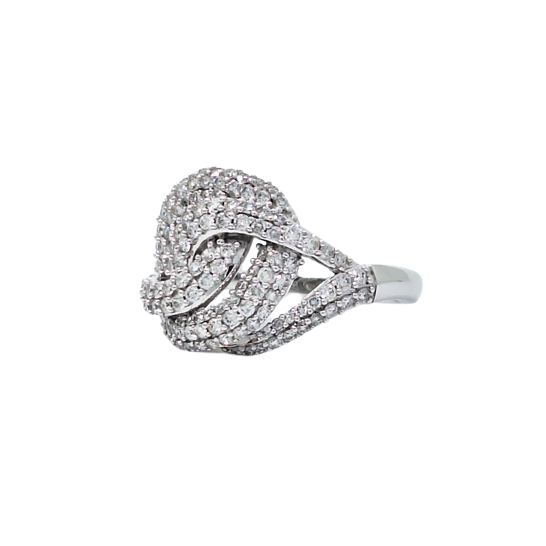 10ct White Gold Diamond Cluster Ring 1ct