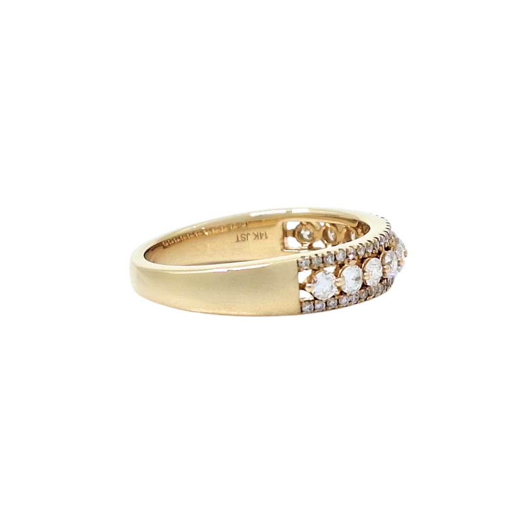 10ct Yellow Gold Diamond Fancy Band Ring 0.70ct