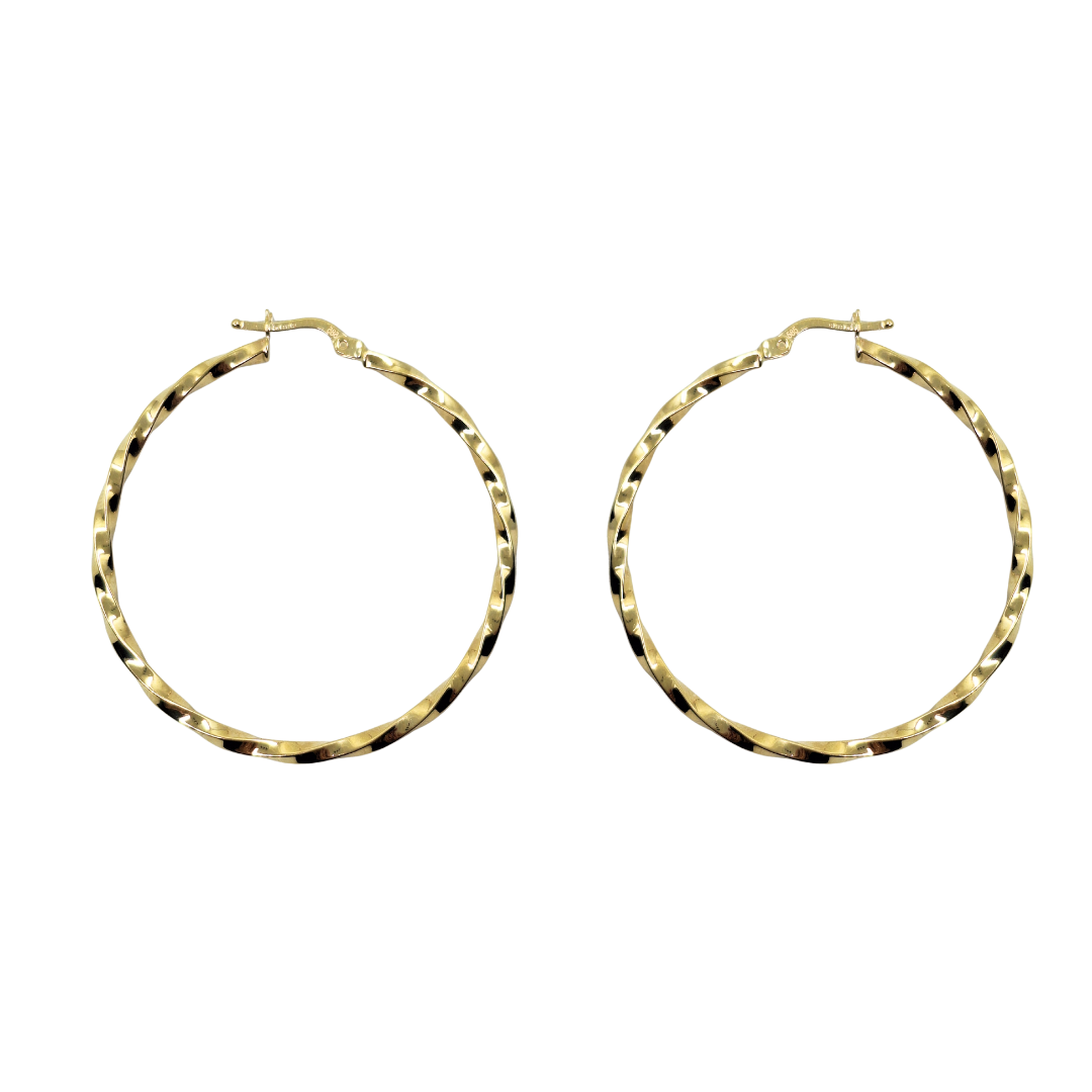 14ct Yellow Gold Twist Creole Earrings
