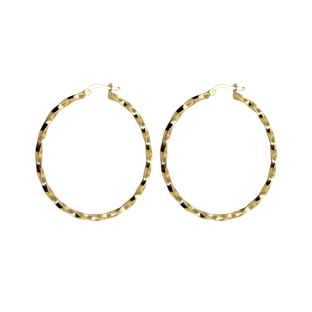 14ct Yellow Gold Twist Creole Earrings