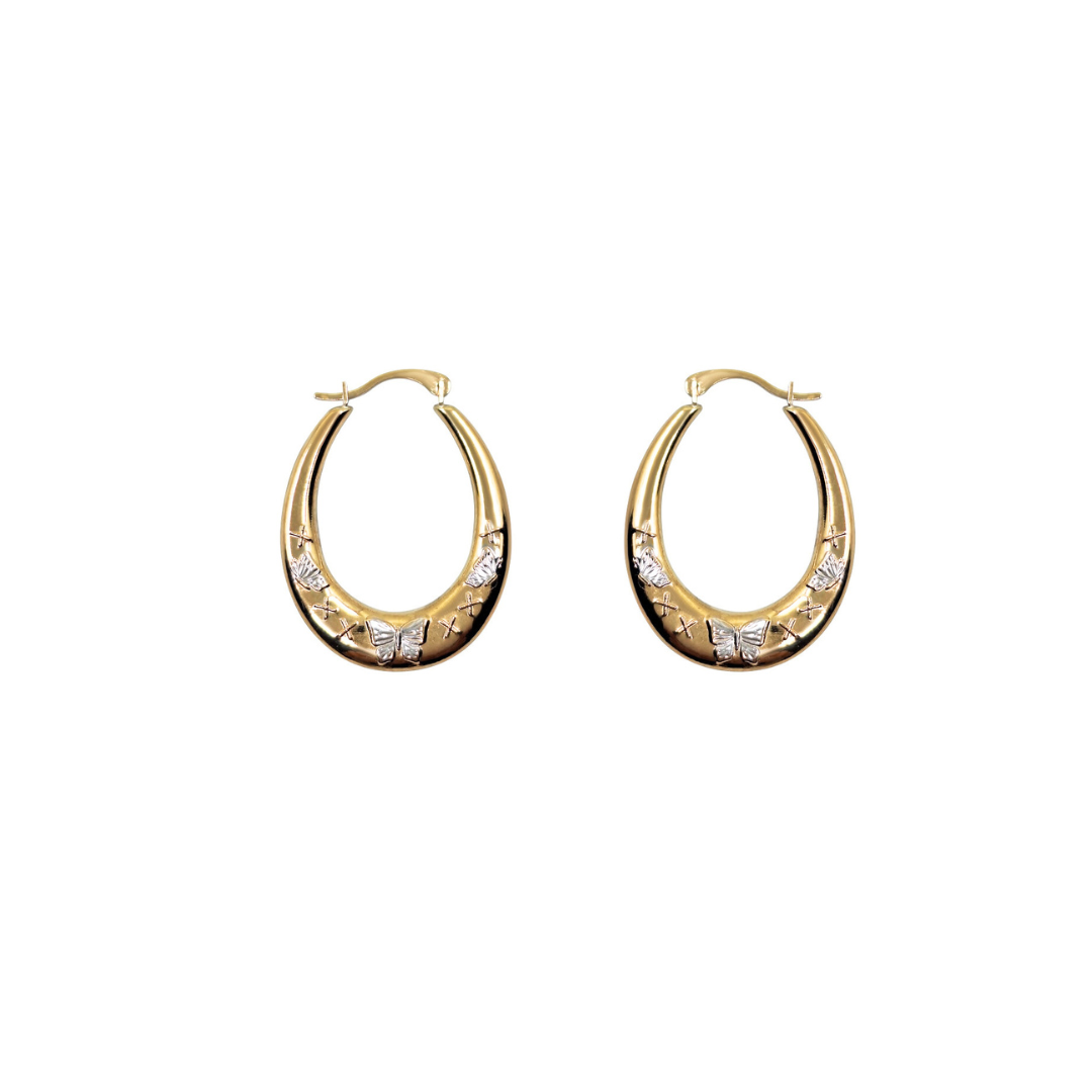 9ct Yellow Gold Butterfly Creole Earrings