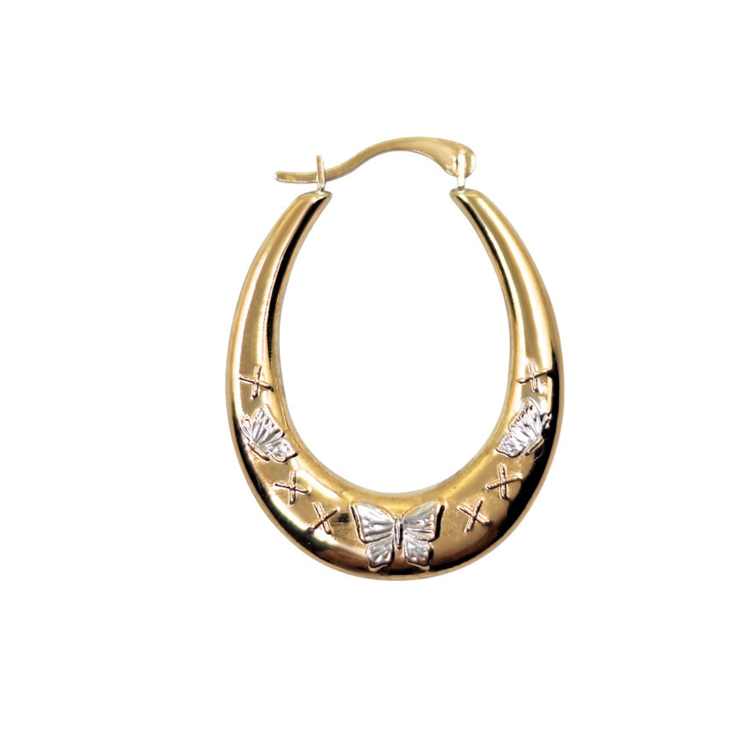 9ct Yellow Gold Butterfly Creole Earrings