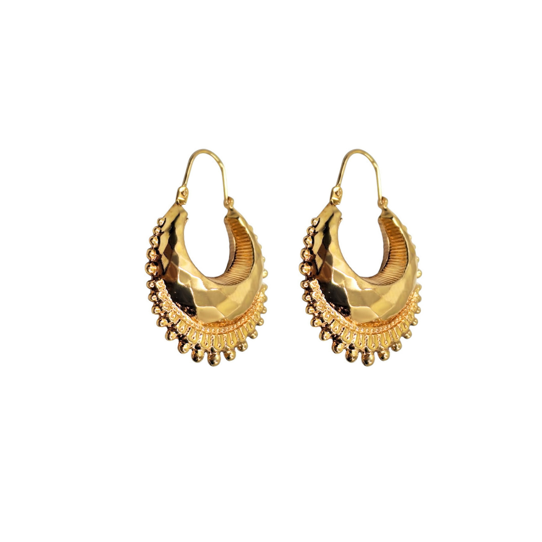 9ct Yellow Gold Gypsy Spike Creole Earrings