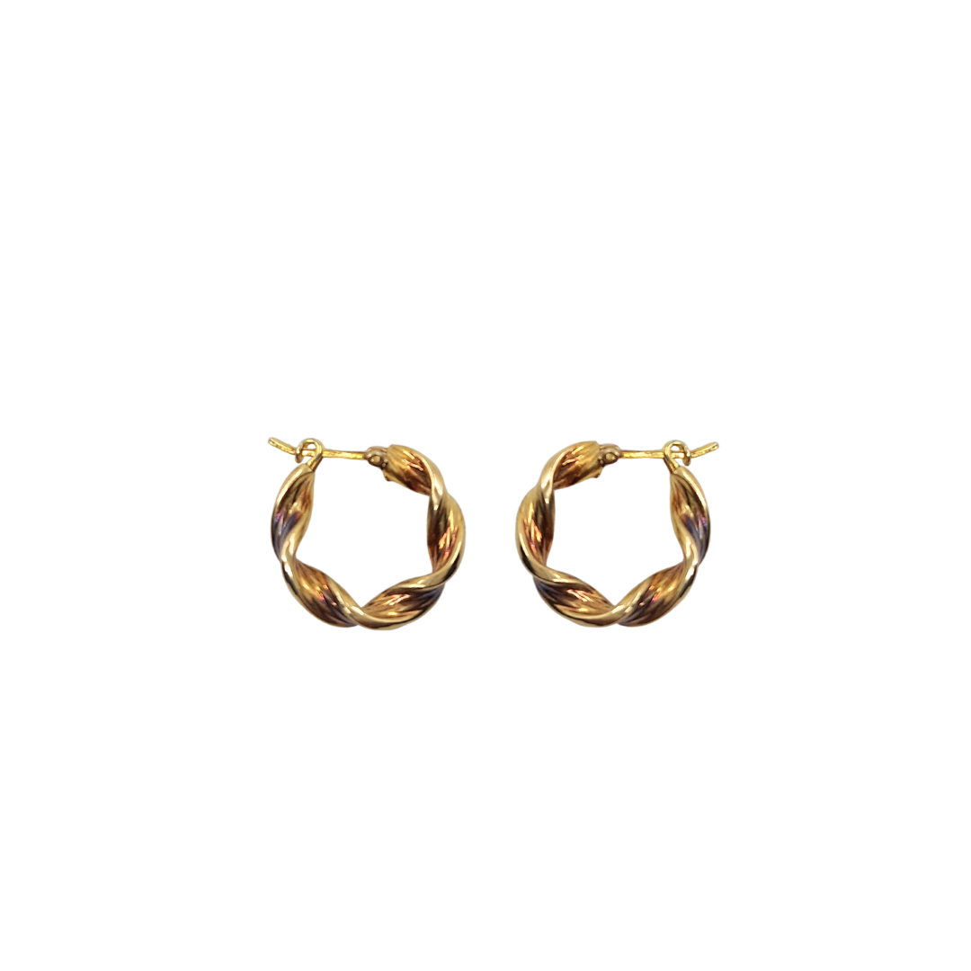 9ct Yellow Gold Small Twist Creole Earrings