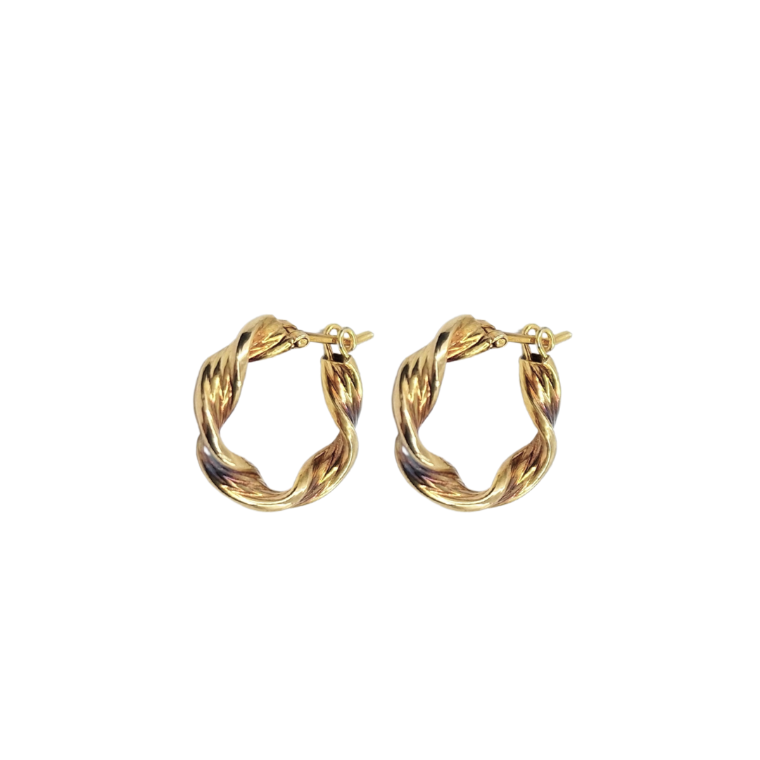 9ct Yellow Gold Small Twist Creole Earrings