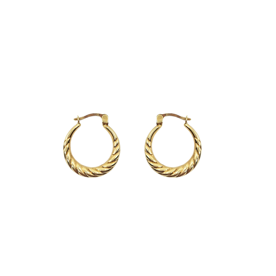 9ct Yellow Gold Lined Small Creole Earrings