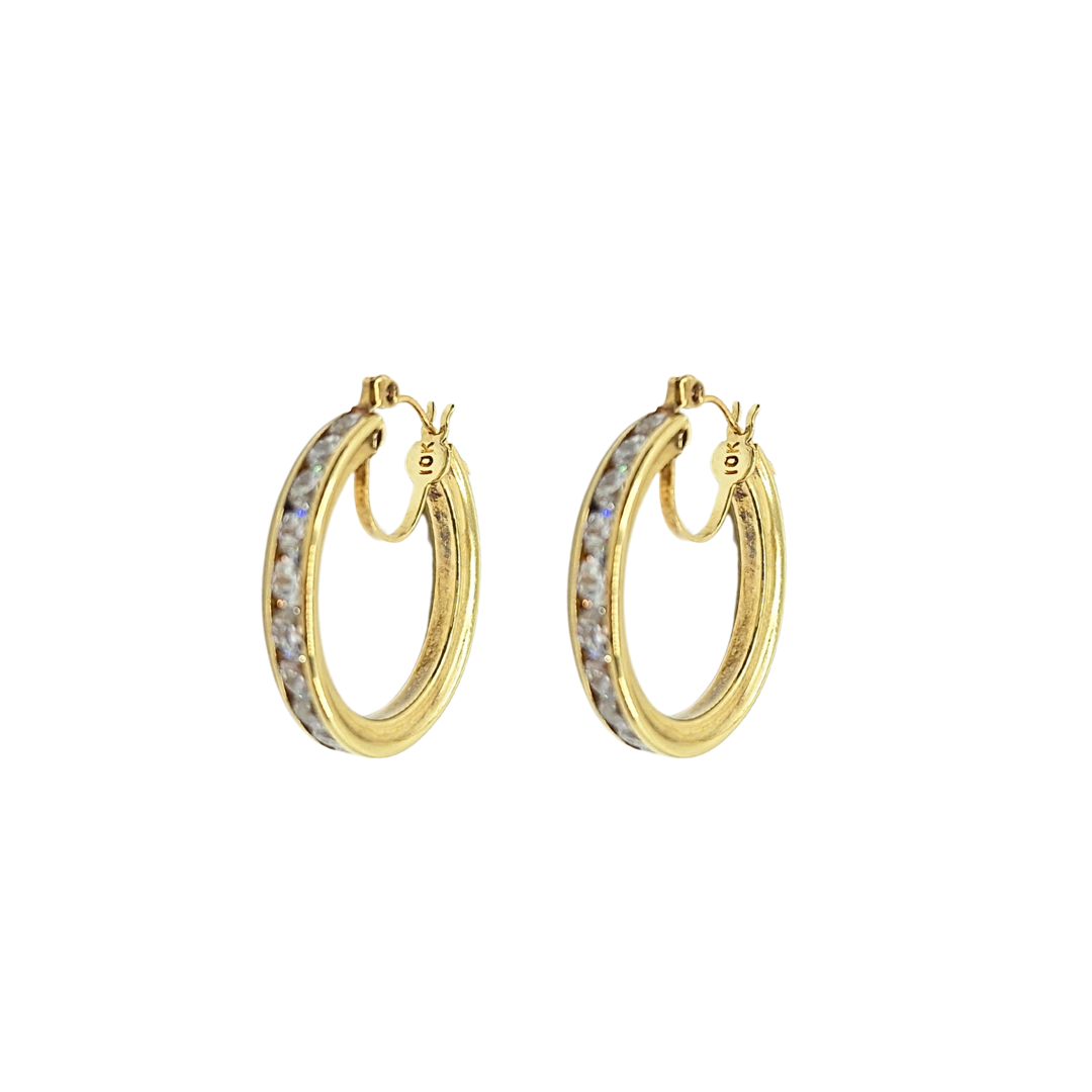 9ct Yellow Gold Cubic Zirconia Creole Earrings