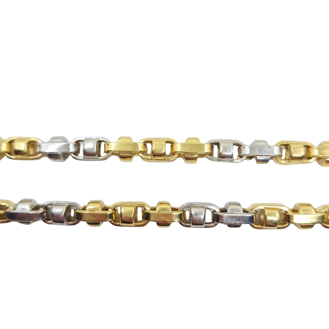 14ct Yellow & White Gold Fancy Link Chain 25.5"