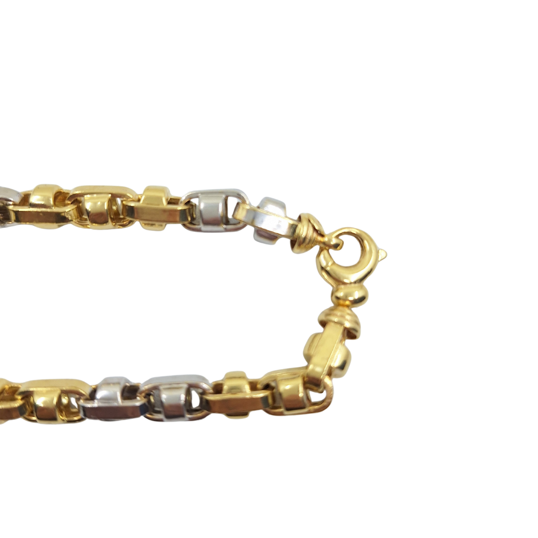 14ct Yellow & White Gold Fancy Link Chain 25.5"