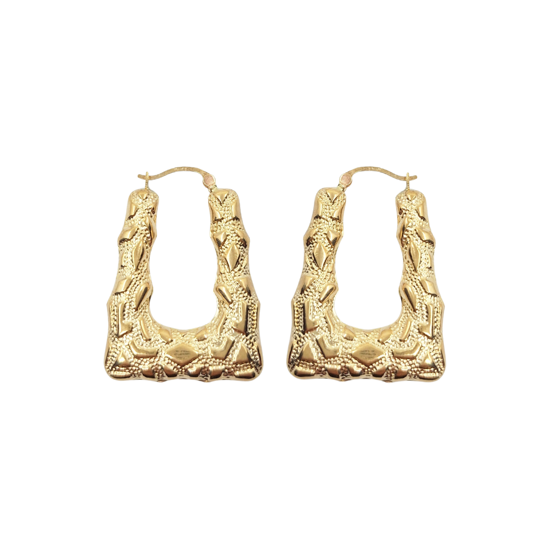 9ct Yellow Gold Nugget Creole Earrings