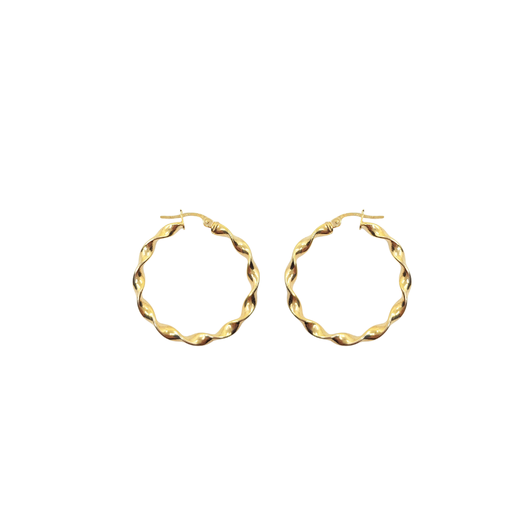9ct Yellow Gold Twist Creole Earrings