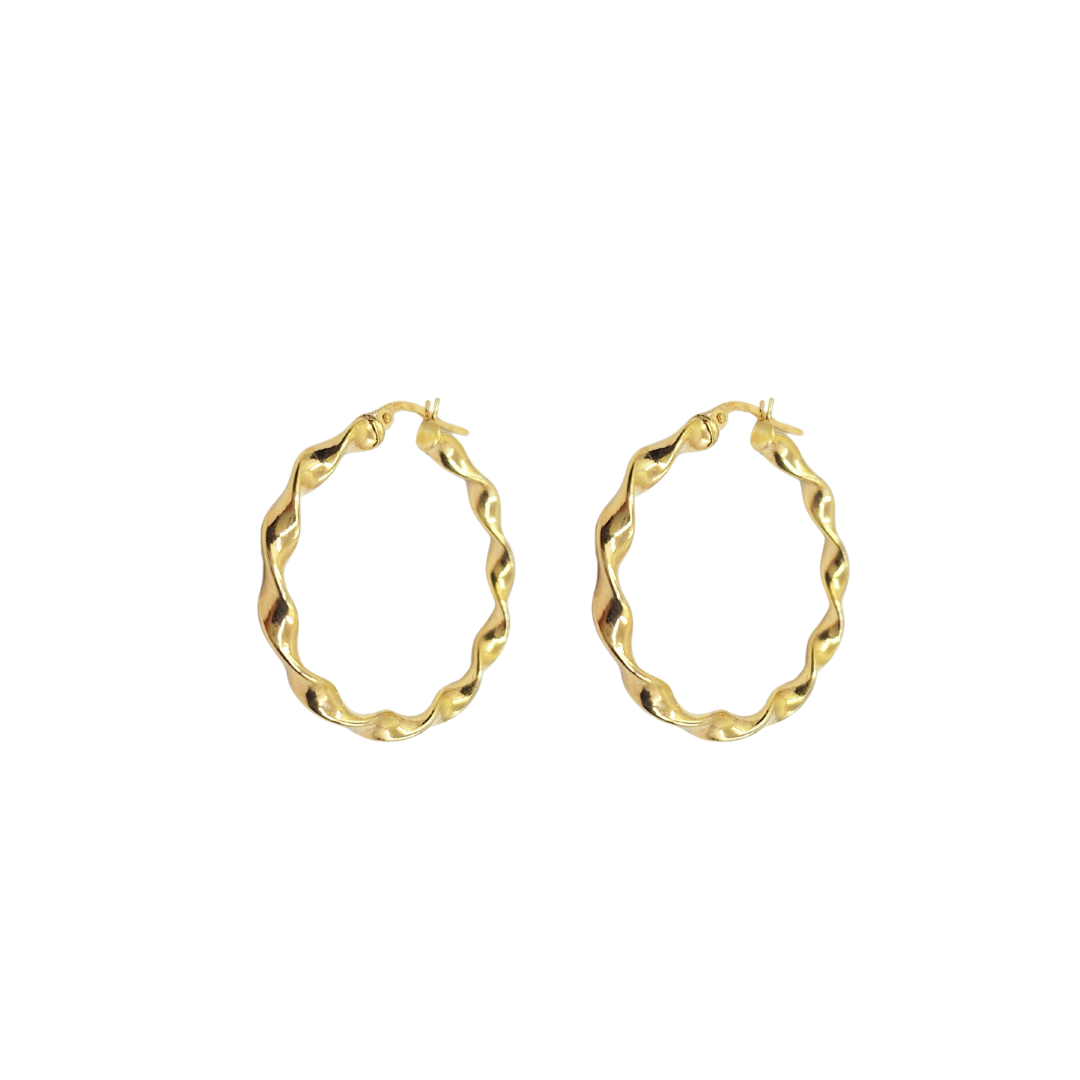 9ct Yellow Gold Twist Creole Earrings