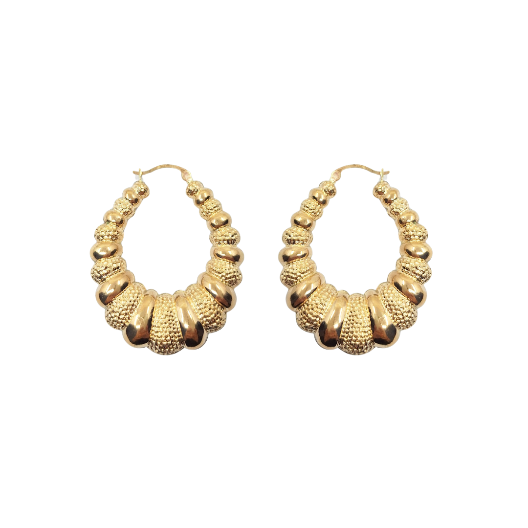 9ct Yellow Gold Patterned Creole Earrings