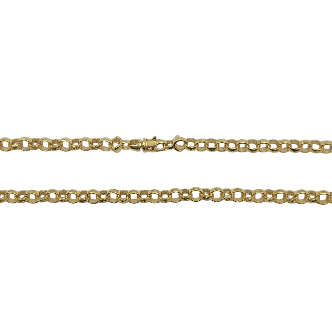 9ct Yellow Gold Part Engraved Belcher Chain 20"