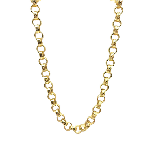 9ct Yellow Gold Pattern & Plain Belcher Chain 25"