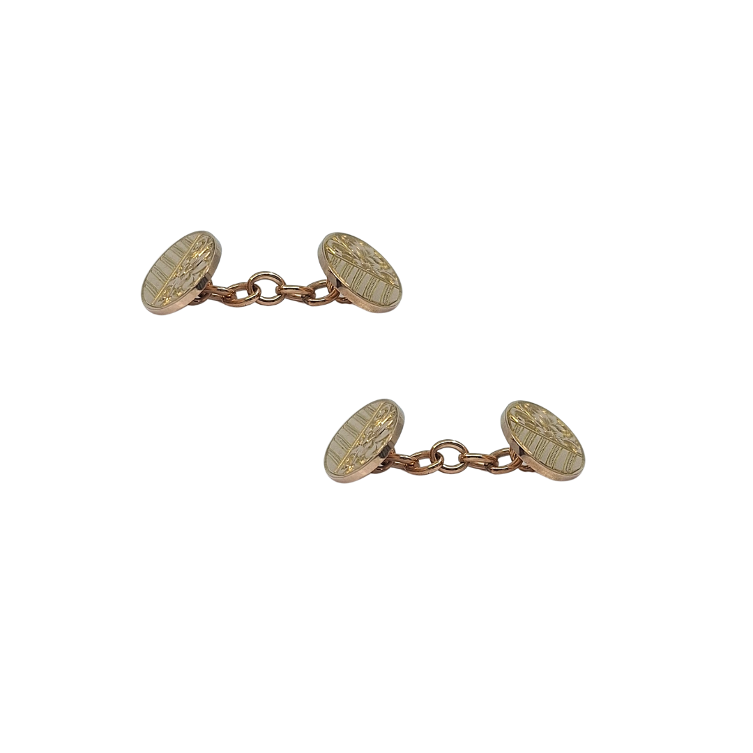9ct Yellow Gold Engraved Cufflinks