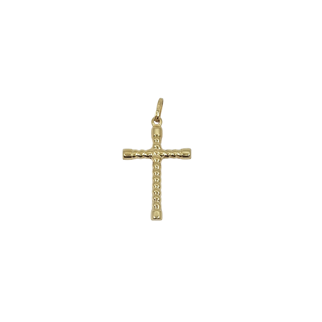 9ct Yellow Gold Patterned Cross Pendant