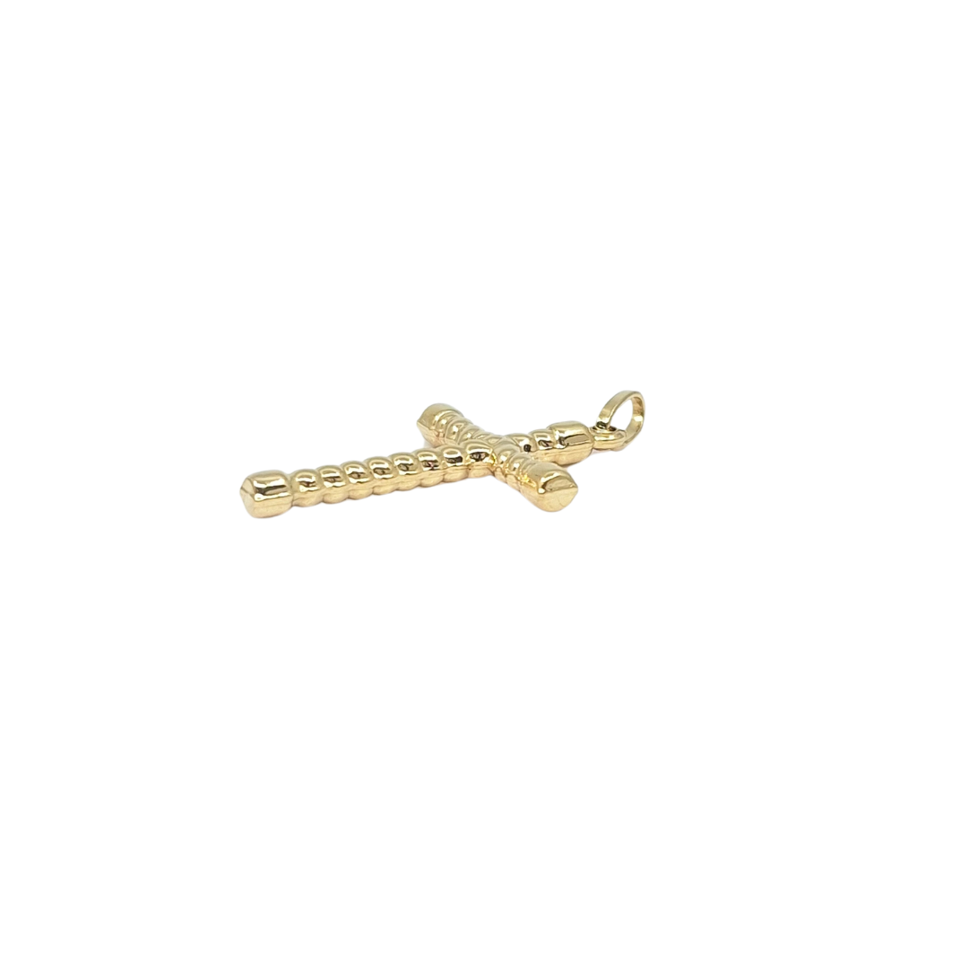 9ct Yellow Gold Patterned Cross Pendant