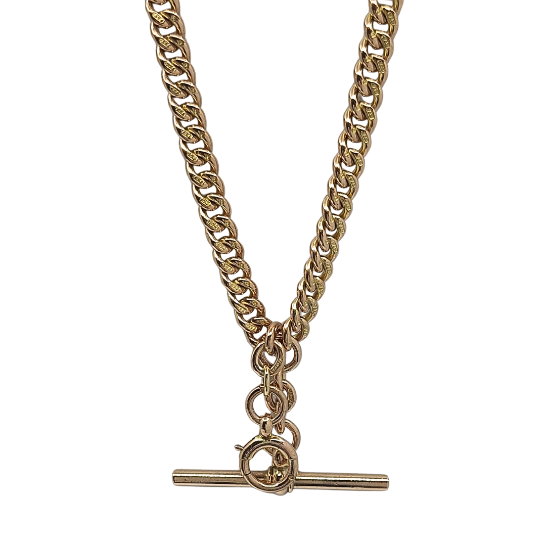 9ct Yellow Gold Solid Albert Chain 18"
