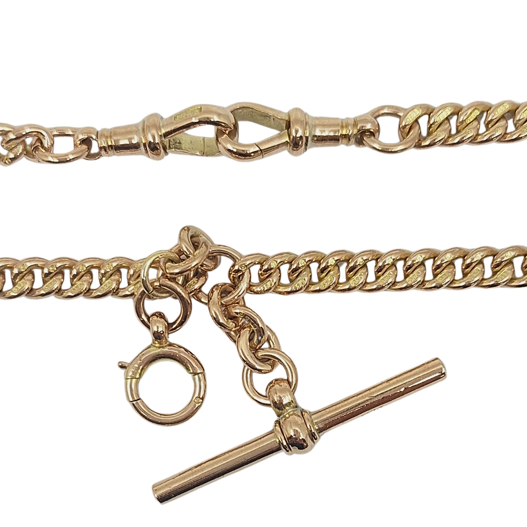 9ct Yellow Gold Solid Albert Chain 18"